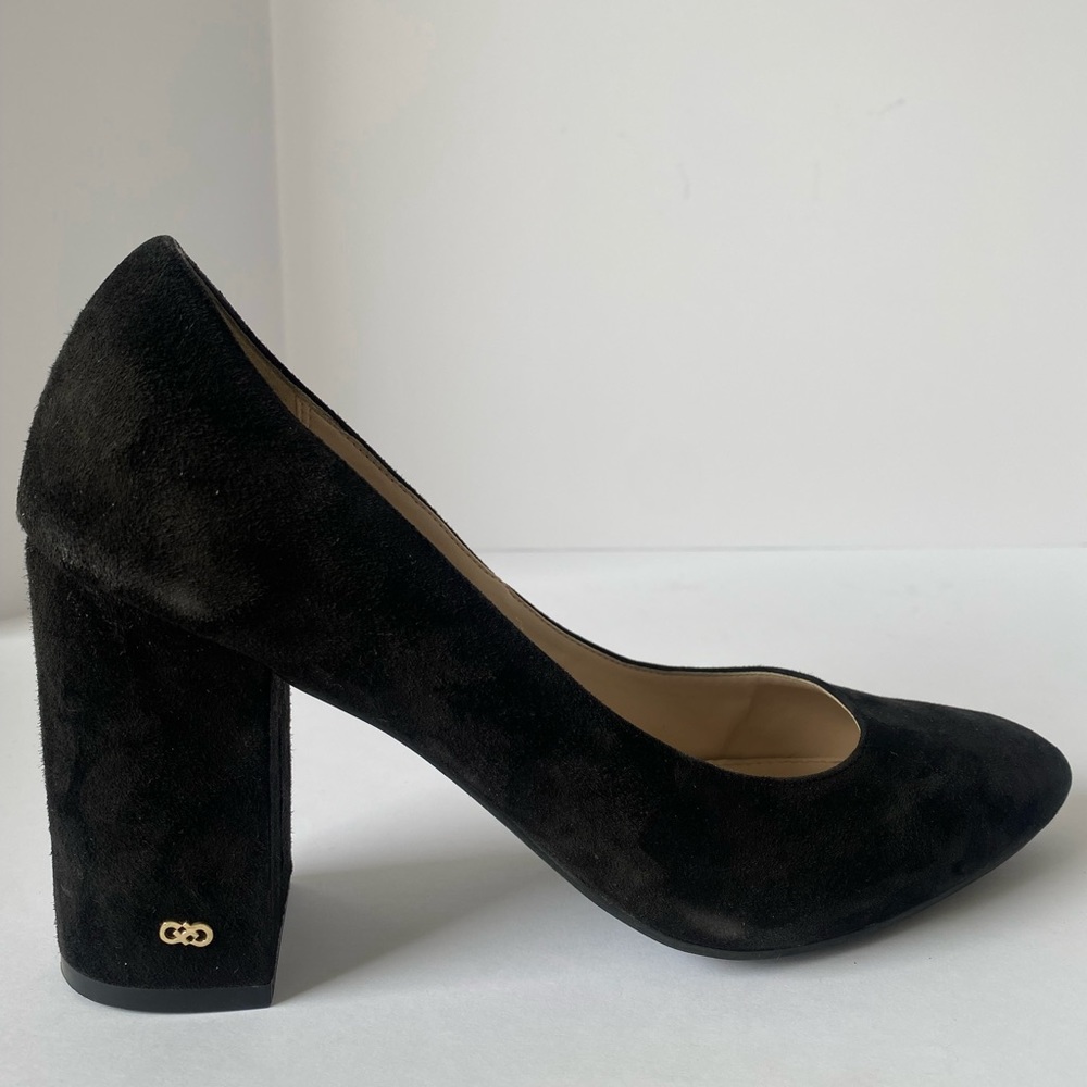 Cole Haan Grand OS womens black suede pump block Heel 8.5